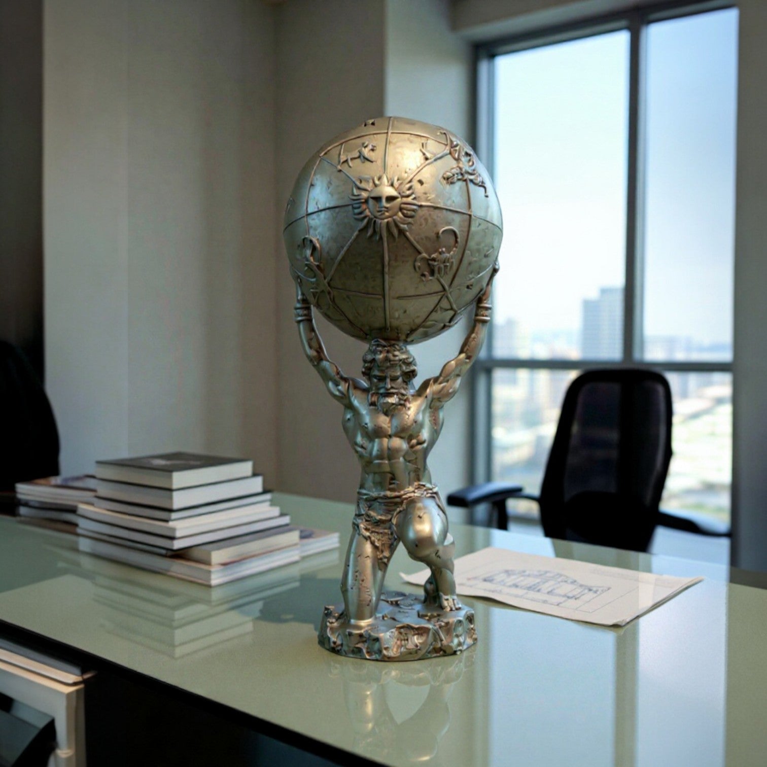 Dünya Taşıyan Atlas Heykeli (31x15cm) Polyester