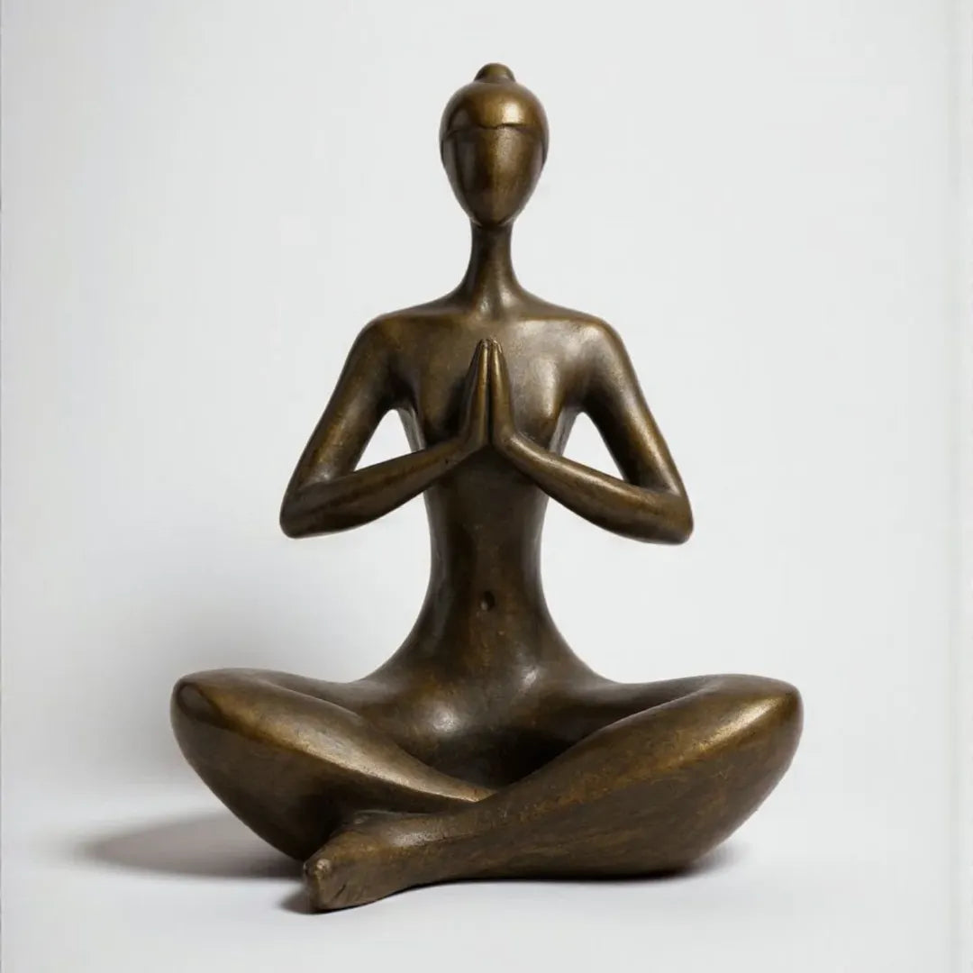 Bronz Yoga Yapan Kadın Heykeli - Meditasyon Figürü