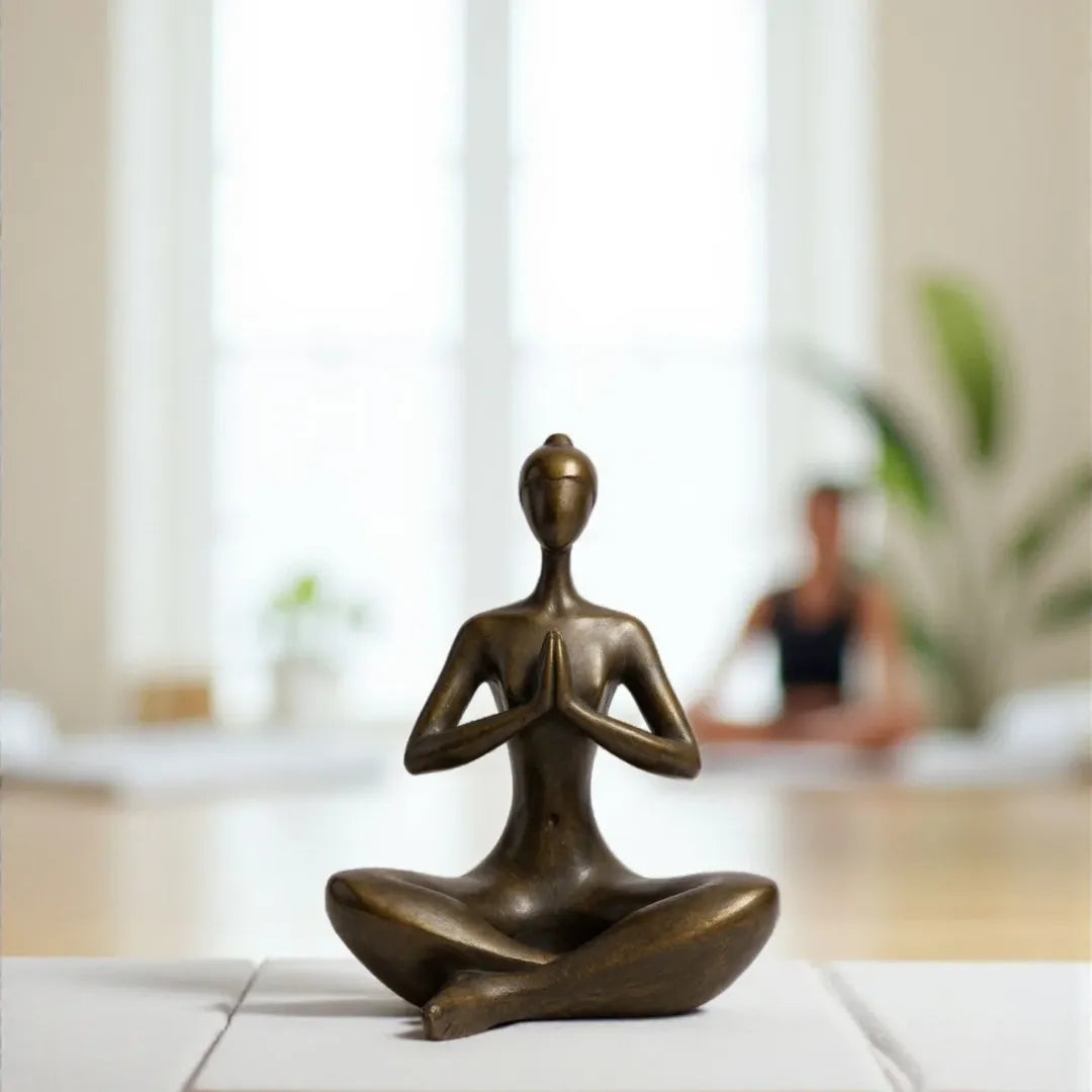 Bronz Yoga Yapan Kadın Heykeli - Meditasyon Figürü